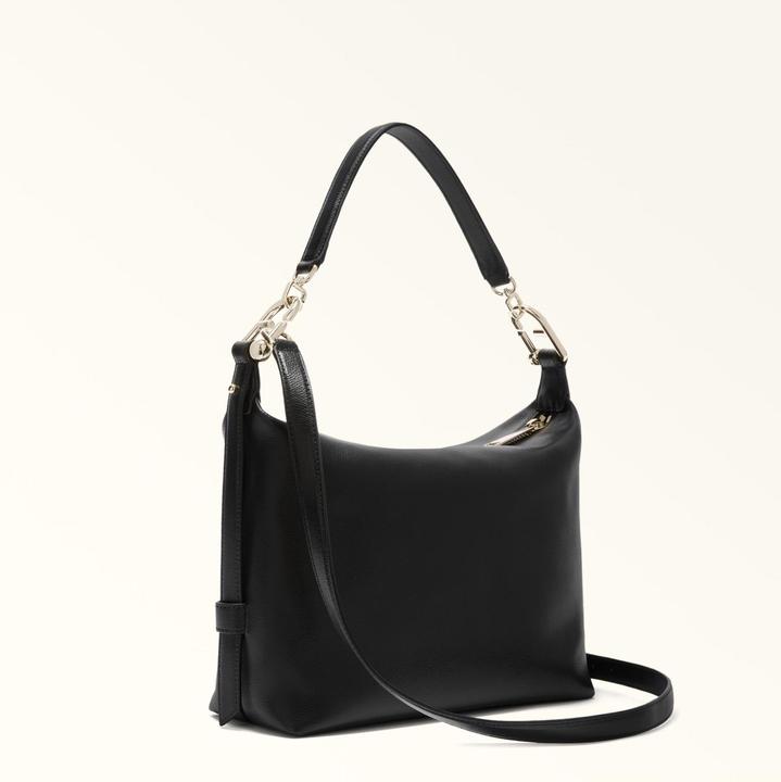 Actual product image Furla tonie m leather hobo shoulder bag, black