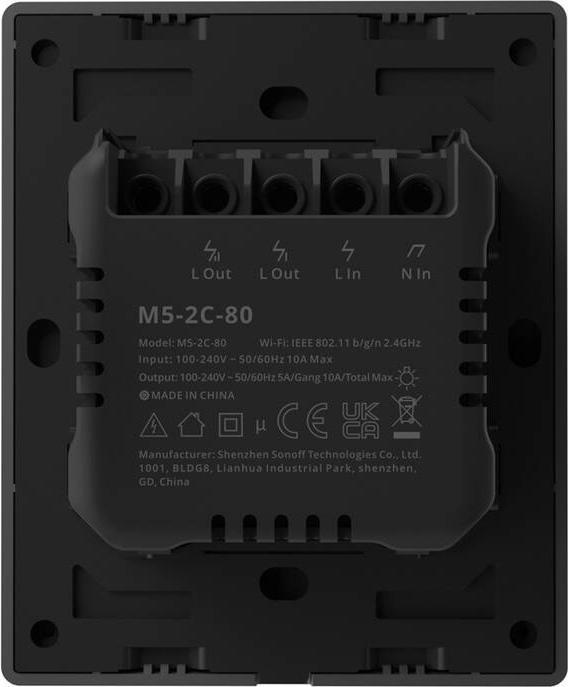 Actual product image Sonoff smart 2-channel Wi-Fi wall switch black (M5-2C-80)