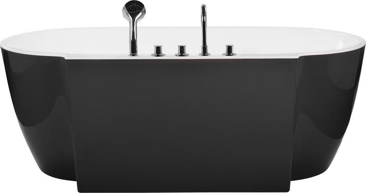 Actual product image Beliani Bathtub freestanding black with tap oval 170 x 80 cm ROTSO (286 l, 170 cm, 80 cm)