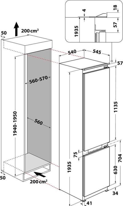 Produktbild Whirlpool WHC20 T352 Kühl- und Gefrierkombination Integriert 280 l E Weiss