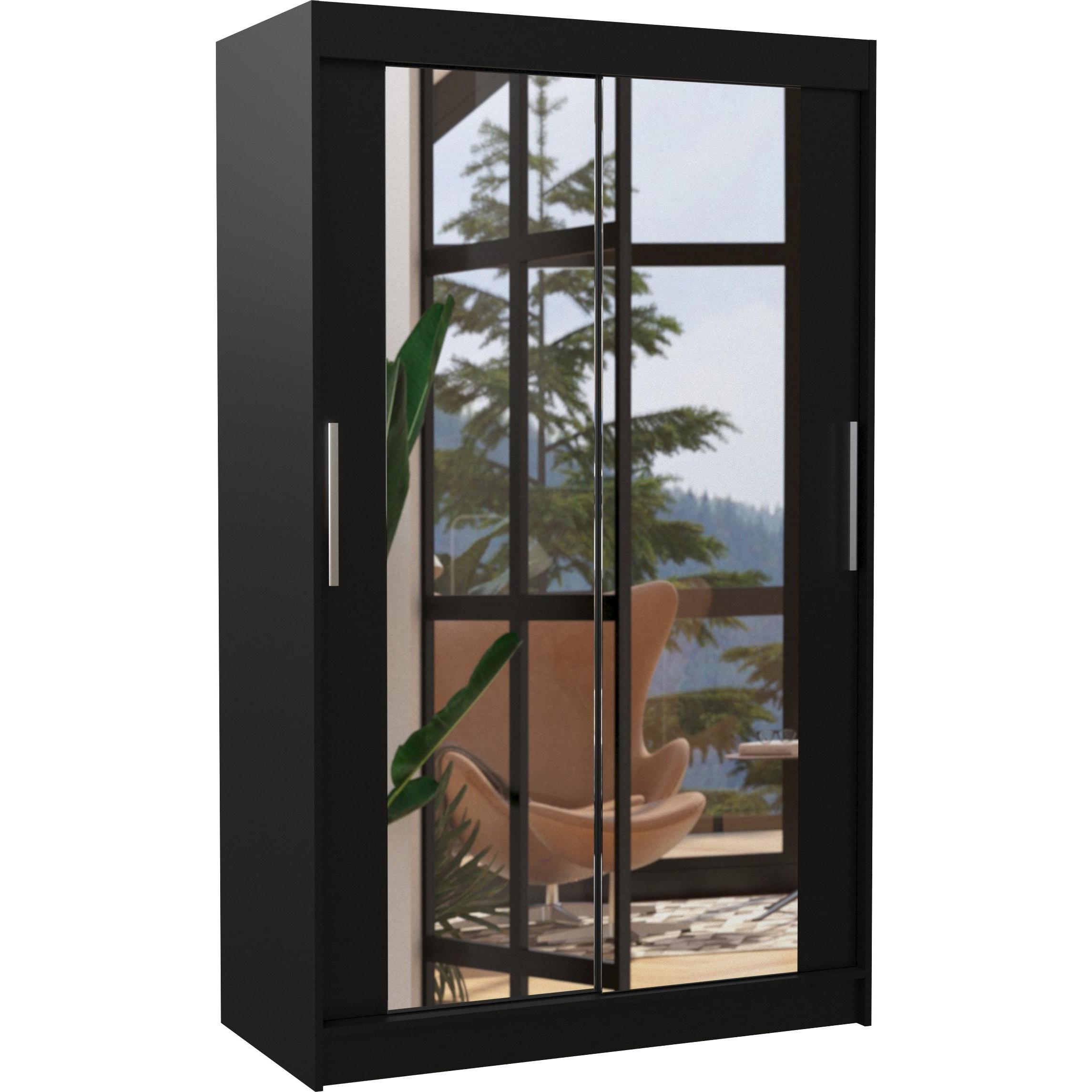 ADRK Furniture, Kleiderschrank, Verspiegelter Schiebeschrank TIBAGO 120 (120 x 58 x 200 cm)