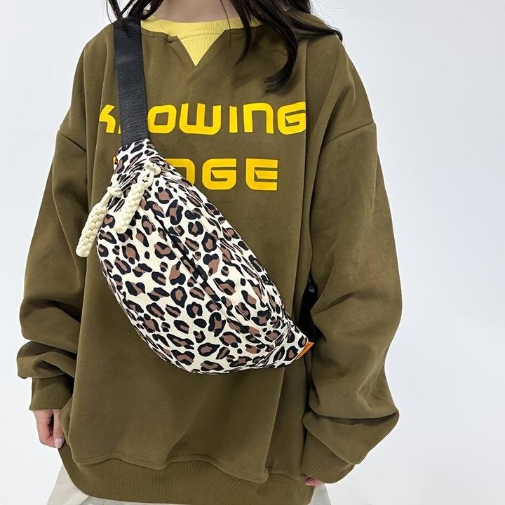 Immagine prodotto Only-Bags.Store Mode Leopard Print Chest Bag, vielseitig Kontrast Farbe Casual Waist Pack, multifunktionale