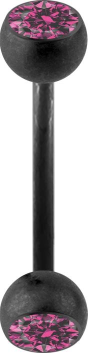 Immagine prodotto Star Piercing Micro Banana nero opaco con due sfere di cristallo rosa (Acciaio chirurgico 316L, senza ottone)