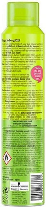 Valeurs nutritives et ingrédients Got2b Trockenshampoo (Shampoing sec, 200 ml)