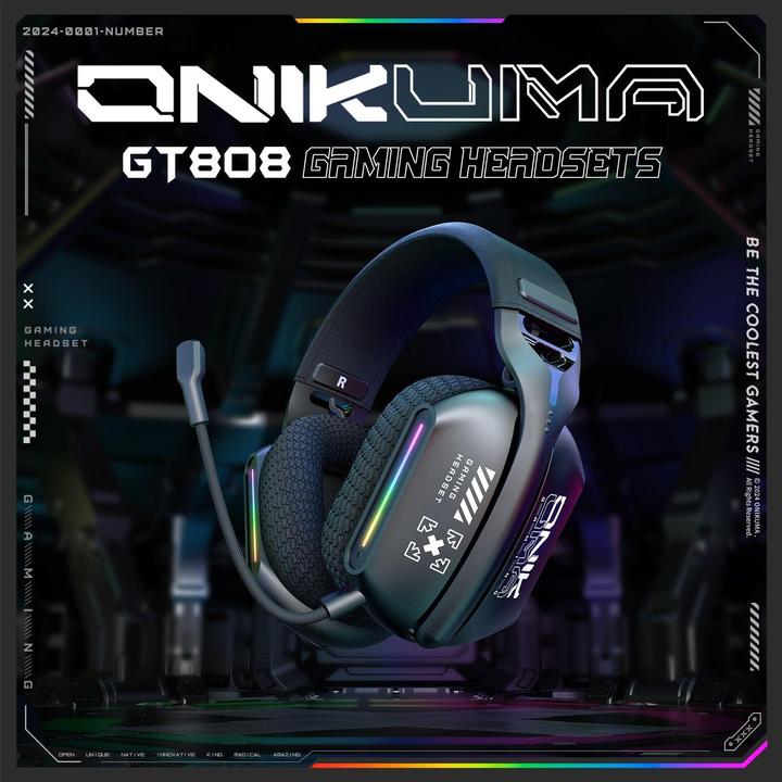 Actual product image Onikuma GT808 (2.4G+Bluetooth) Black GAMING HEADSET (Cable, Wireless)