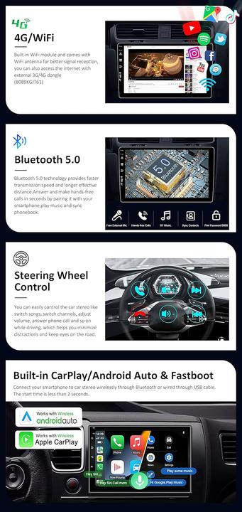 Actual product image Joyx Navi Android 10 Autoradio für VW/Skoda/Seat mit GPS (Apple Carplay, Android car)