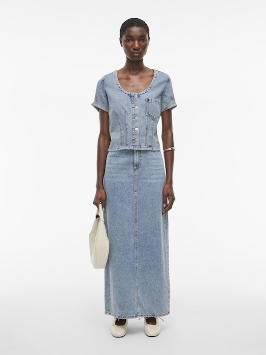 Produktbild Rouge Edit Denim Oberteil mit kurzen Ärmeln (38)