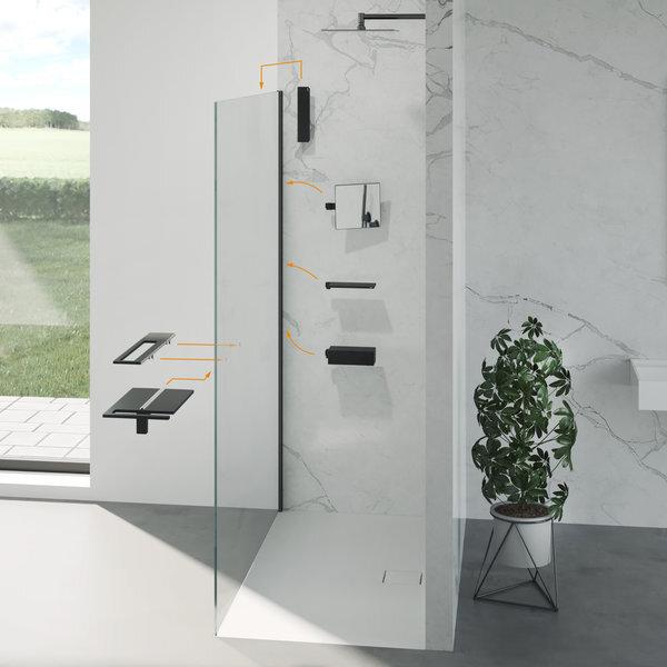 Thumbnail - Hüppe, Duschkabine + Duschwand, Select+ Seitenwand alleinstehend, Querbügel, 8mm Glasstärke, Breite 1000mm (211 cm, 108 ...