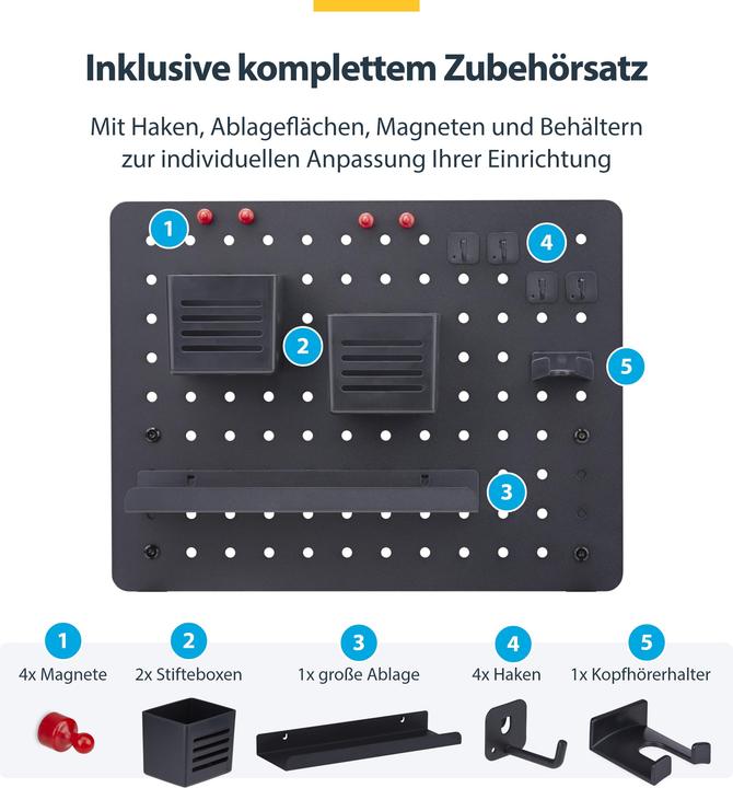 Image du produit StarTech .com 1612B-DESK-PEGBOARD, Black, 420 mm, 48.5 mm, 320 mm, 2.6 kg, 456 mm