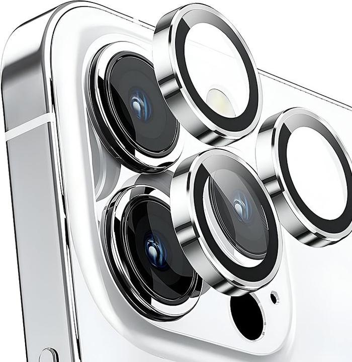 Mx. Moox iPhone 15 Pro / 15 Pro Max - Tempered Glass / Panzerglas Rückkamera - silber einzeln (1 pcs., Apple iPhone 15 Pro, Apple iPhone 15 Pro Max)