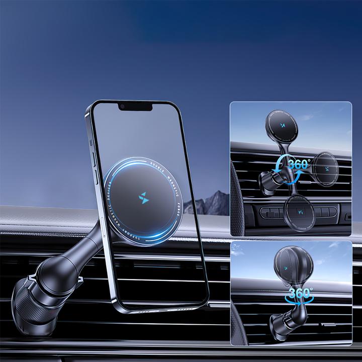 Actual product image Wozinsky WCT5-6S4Y Car Holder with Qi/MagSafe 15W Inductive Charger for Air Vent - Black