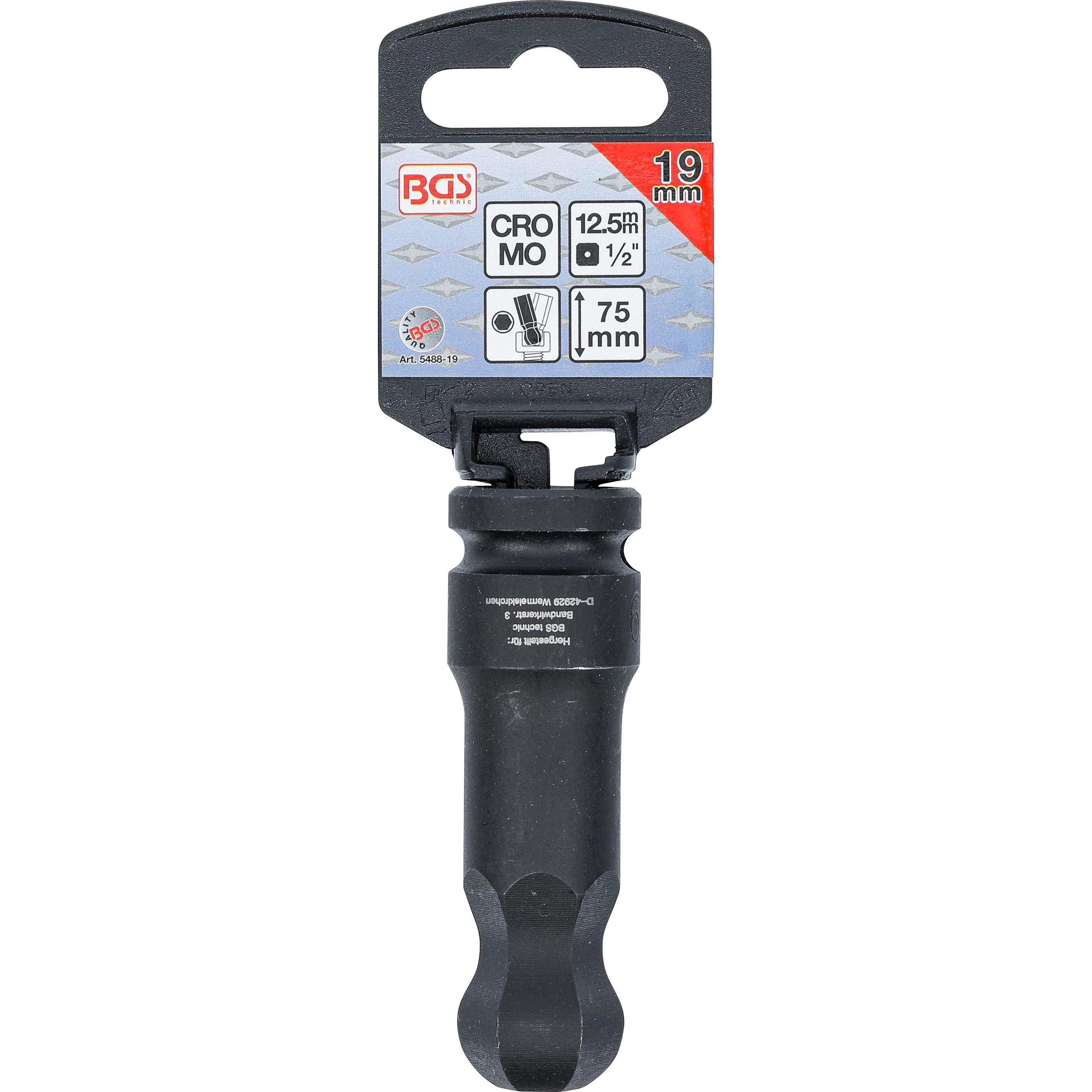 Thumbnail - BGS, Bits, Kraft-Bit-Einsatz Länge 75 mm 12,5 mm (1/2") Innensechskant mit Kugelkopf 19 mm (12,5 mm)