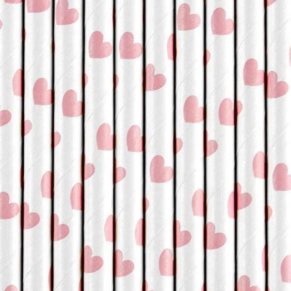 Actual product image Partydeco Paper straws - Pink hearts (10 pcs) (10 x)
