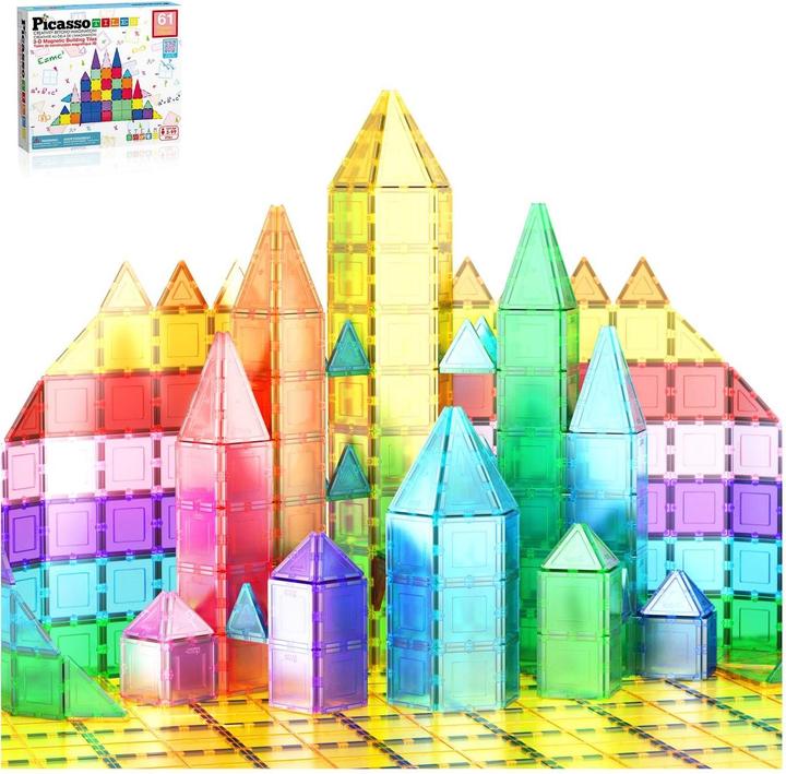 Produktbild PicassoTiles Picasso Tiles - Magnetic Tiles (61 pcs) (PT61)
