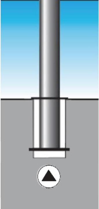 Actual product image Urbanus Barrier post steel red-white Ø 76 mm With triangular lock and ground socket with pointed cap