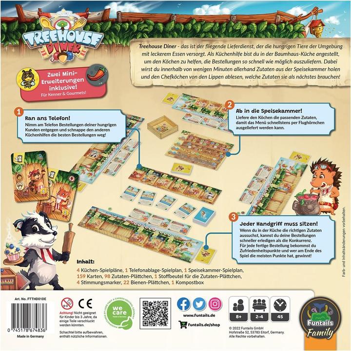 Immagine prodotto Funtails FTTHD01EN - Treehouse Diner, gioco da tavolo, per 2-4 giocatori, da 8 anni (edizione DE) (Tedesco, 2 - 4 Giocatori)