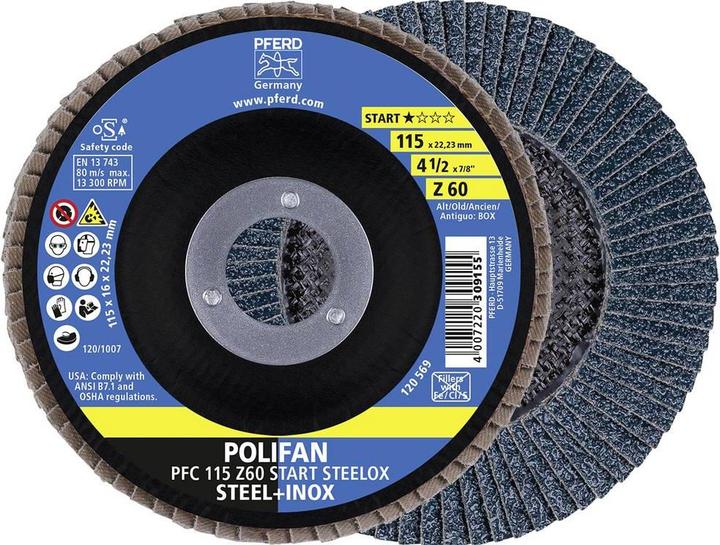 Actual product image Pferd Flap disc POLIFAN 115 mm zirconia alumina Z grit size 60 Box (60)