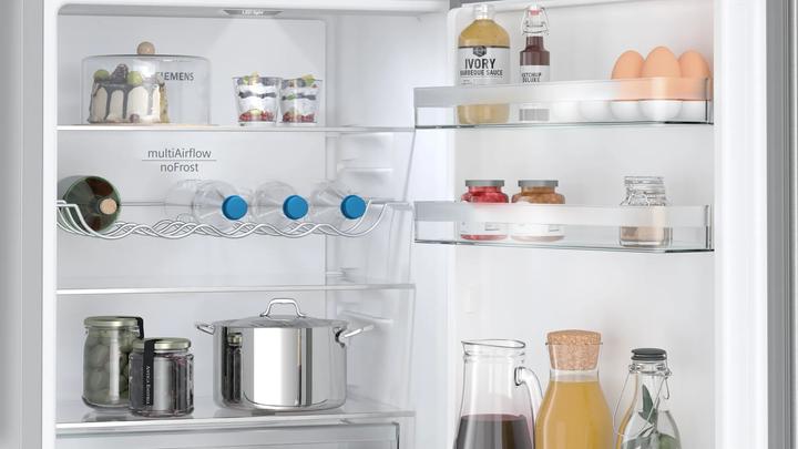 Produktbild Siemens iQ300, free-standing fridge-freezer with freezer at bottom, 186 x 60 cm, Inox-easyclean, MK67KGNIBA (321 l)