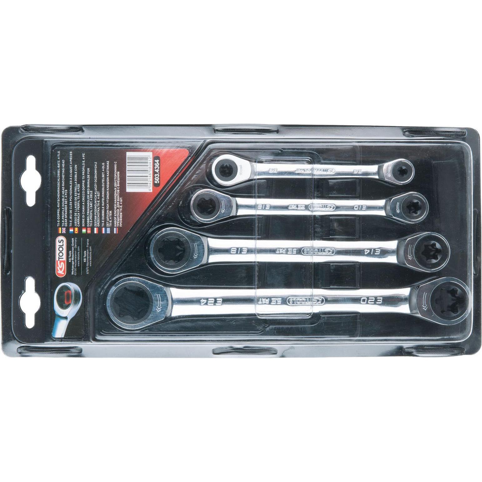 KS Tools, Schraubenschlüssel, GEARplus TX-E-Doppel-Ratschenringschlüssel-Satz 5 (18 mm, 11 mm, 12 mm, 20 mm, 19 mm, 15 m...
