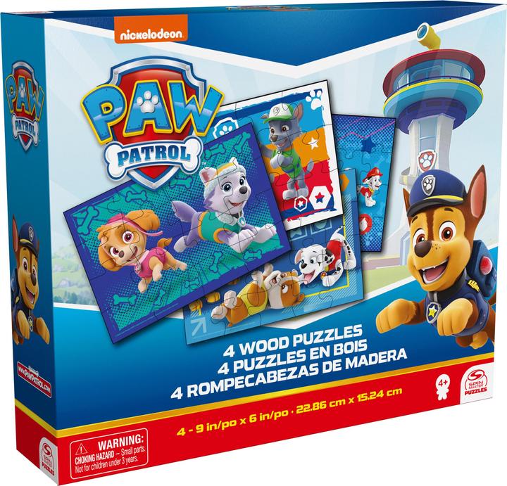 Actual product image Spin Master Paw Patrol, 4-piece wooden puzzle collection 12-piece 16-piece 20-piece 24-piece children's puzzles (16 pieces)