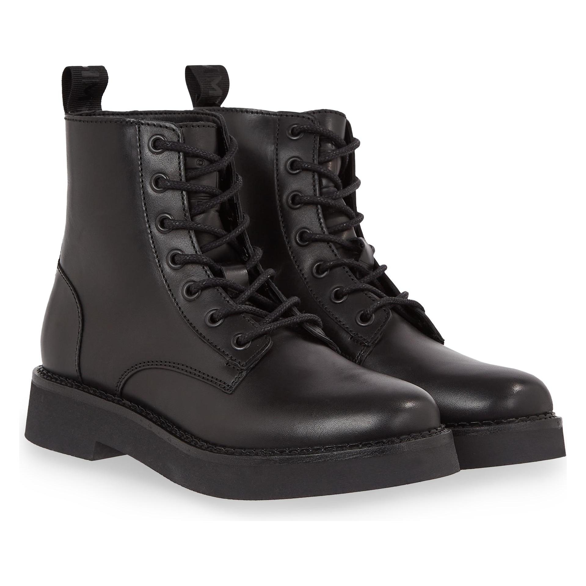 Tommy Hilfiger, Damen, Boots + Stiefel, Tommy Jeans Lace Up Flat - 60479, Schwarz, (39)