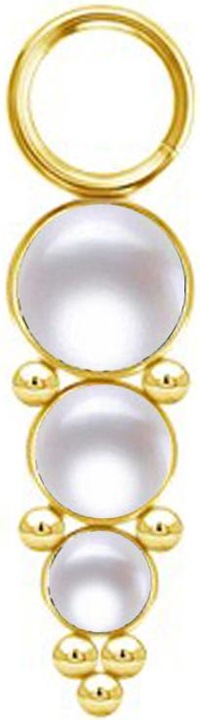 Produktbild Star Piercing Anhänger vergoldet drei Perlen weiss mit Kugeln (Chirurgenstahl 316L, ohne Messing)