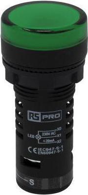 Produktbild RS PRO LED Indicator 22mm Green 230V Test Circ