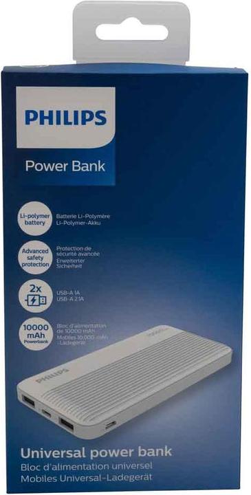 Produktbild Philips DLP7719N/00 - Power Bank mit 2 USB Eingang und USB-C Eingang - LED Indicator - 10000 mAh - W (10000 mAh, 37 W, 37 Wh)