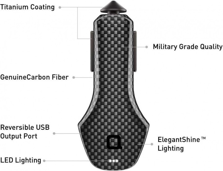 Immagine prodotto nonda Caricatore da auto ZUS Smart Car Charger fibra di carbonio 2.4 A