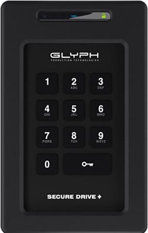 Glyph SecureDrive+ Keypad, 1TB Encrypted SSD Drive with Keypad, Bus-powered, USB 3.2 Gen1, USB-C & Thunder (1000 Go)