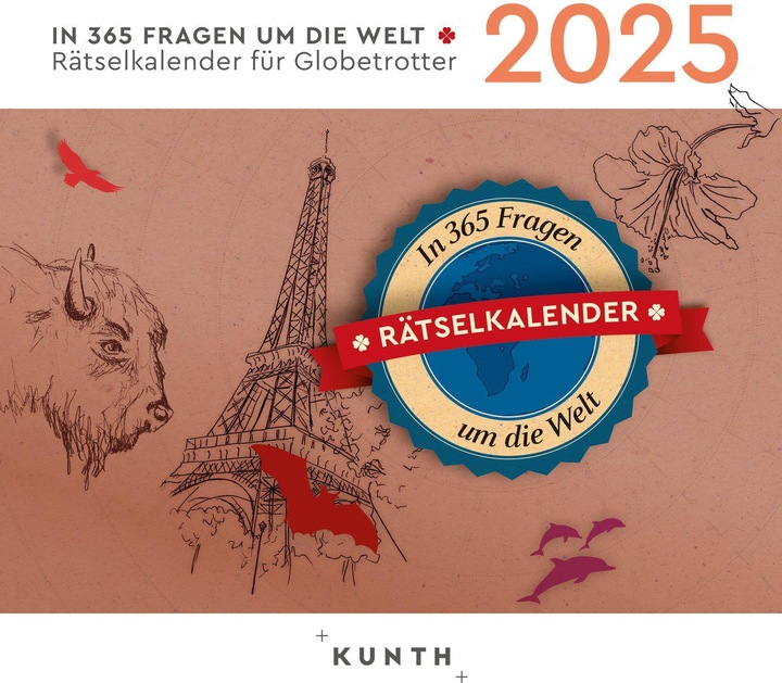 Actual product image Around the world in 365 questions - 365-day tear-off calendar 2025 (Hardcover, German)