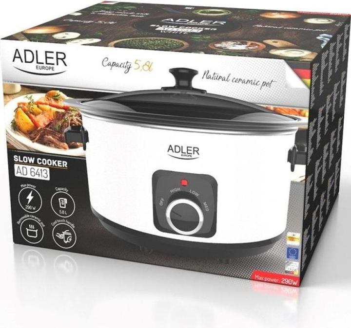 Actual product image Adler AD 6413r Slow cooker, 5.8L, White