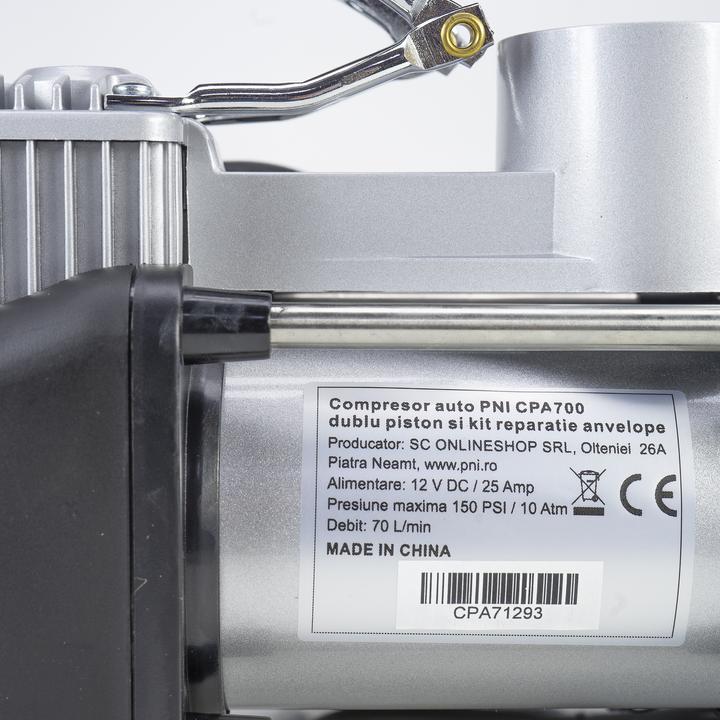 Actual product image PNI Car compressor CPA700 double piston and tyre repair package, 12V, 25A (70 l)