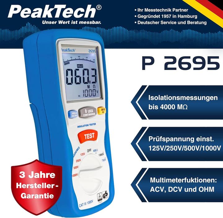 Produktbild Peaktech P 2695 Isolationsmessgerät (CAT III 1000V)