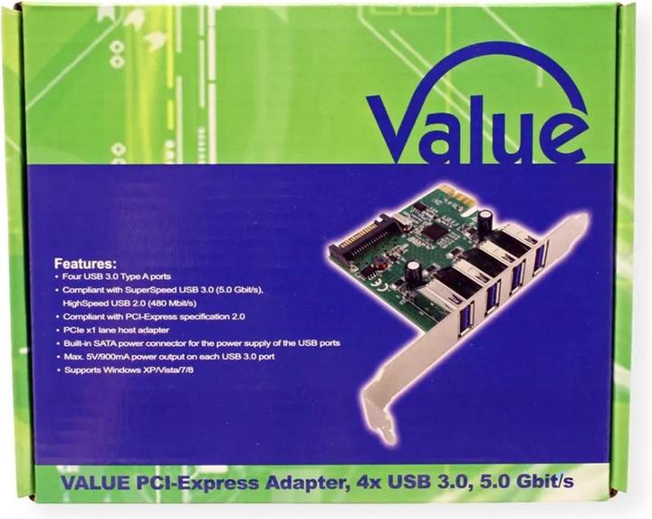 Immagine prodotto Value Scheda PCI Express, USB 3.0, 4 porte