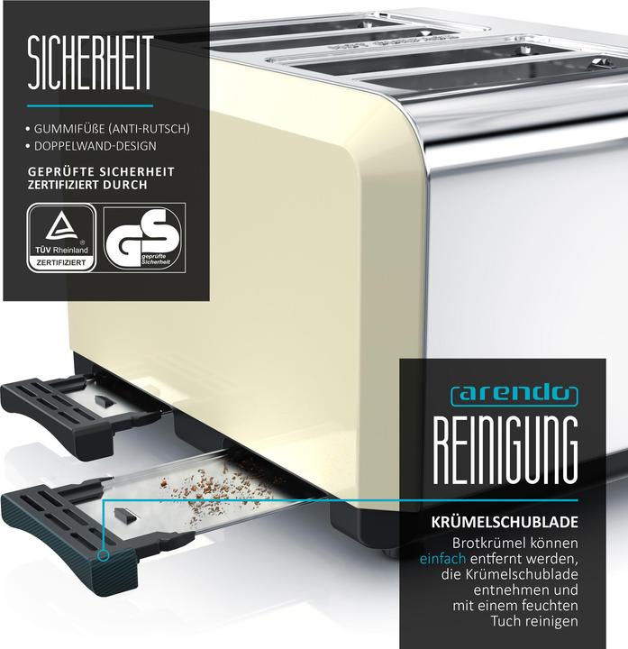 Produktbild Arendo Automatik Toaster 4 Scheiben in Beige