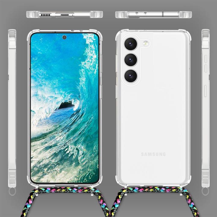 Actual product image Nalia Clear hybrid case with chain to hang around the neck