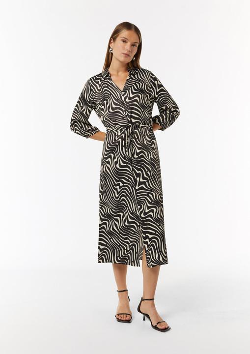 Image du produit Comma Kleid Gemustertes Hemdblusenkleid mit Tunnelzug (40)