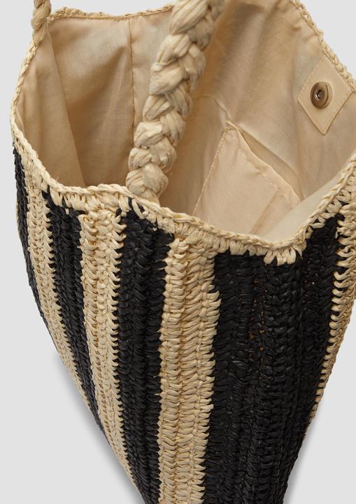 Actual product image S.Oliver Tasche Gestreifte Raffia-Tasche mit geflochtenem Henkel