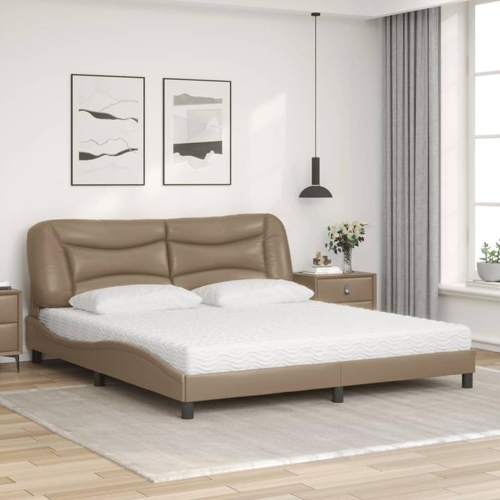 Produktbild VidaXL Bett Polsterbett Doppelbett Kunstlederbett mit Matratze 180x200cm (180 x 200 cm)