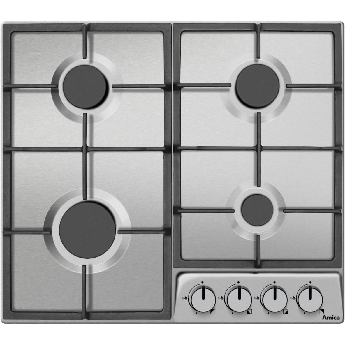 Amica Gas hob PGD6100APR, Kochfeld, Silber