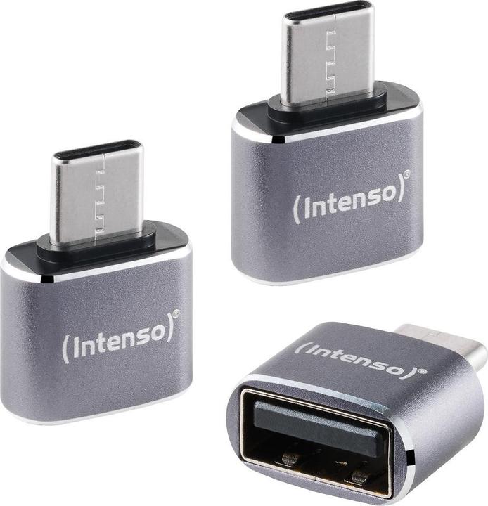 Image du produit Intenso 3-pack USB Adapter USB-A -> USB-C C480C Aluminium (USB 2.0)