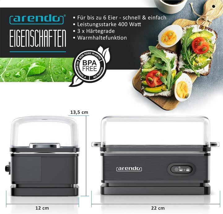 Produktbild Arendo Eierkocher Sixcook mit Warmhaltefunktion