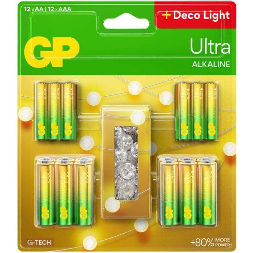 GP Batteries GP Ultra Alkaline 12pcs AA batteries + 12pcs AAA batteries + 2m String Lights (12 pz., AA / LR6 / LR06 / Mignon / R6 / R14505), Batterie 