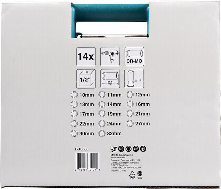 Actual product image Makita B-52308 (32 mm, 16 mm, 15 mm, 28 mm, 17 mm, 13 mm, 10 mm, 22 mm, 19 mm, 31 mm, 14 mm, 25 mm, 30 mm, 26 mm, 21 mm, 18 mm, 23 mm, 12 mm, 24 mm, 29 mm, 20 mm, 27 mm, 11 mm)