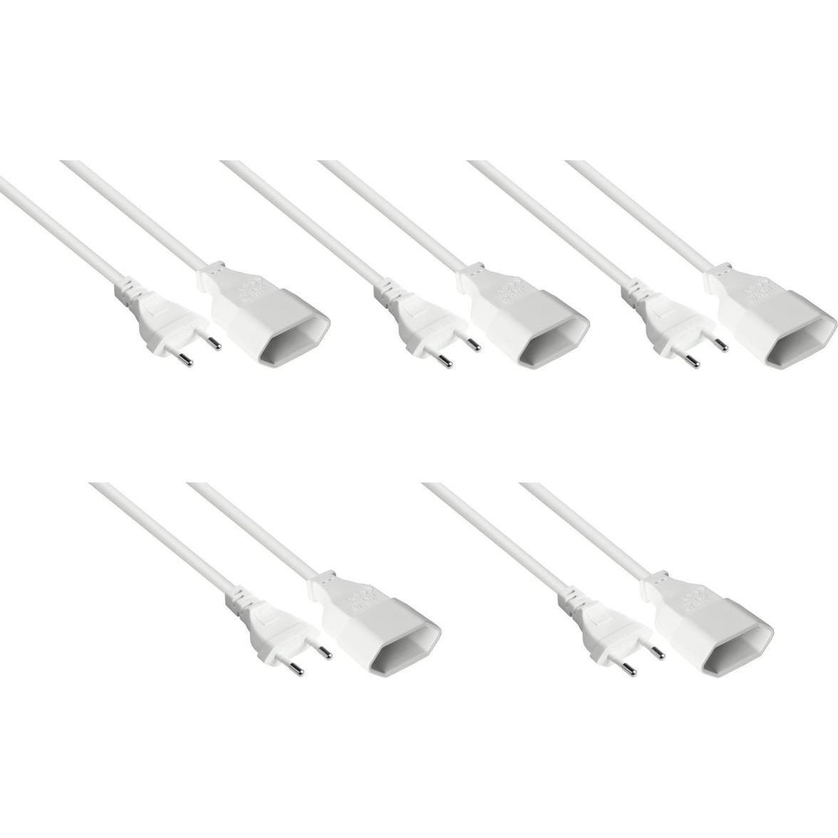 Varia, Prolunga, SK0300-W010-5 - Euro-Verlängerung Euro-Stecker Typ C an Euro-Buchse, 0,75mm², 1m - 5er SPAR-Set (1 m)