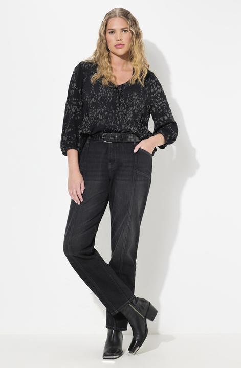 Produktbild Ulla Popken Boyfriend-Jeans, Ziernähte, weites Bein, 4-Pocket-Schnitt (42)