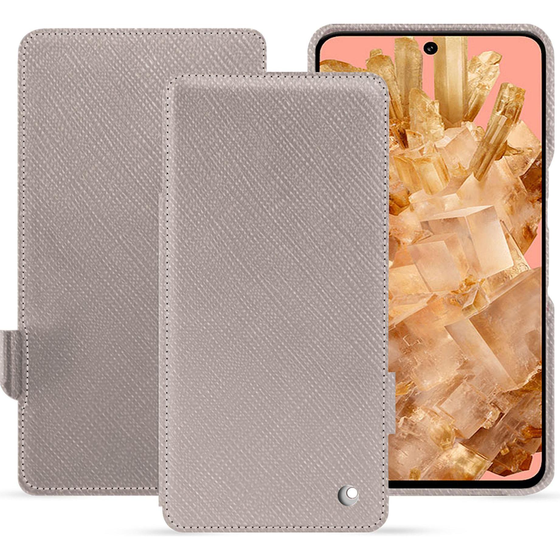 Noreve Lederschutzhülle horizontal (Google Pixel 8), Smartphone Hülle, Beige