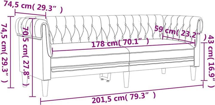 Produktbild vidaXL Chesterfield Sofa (3-Sitzer)