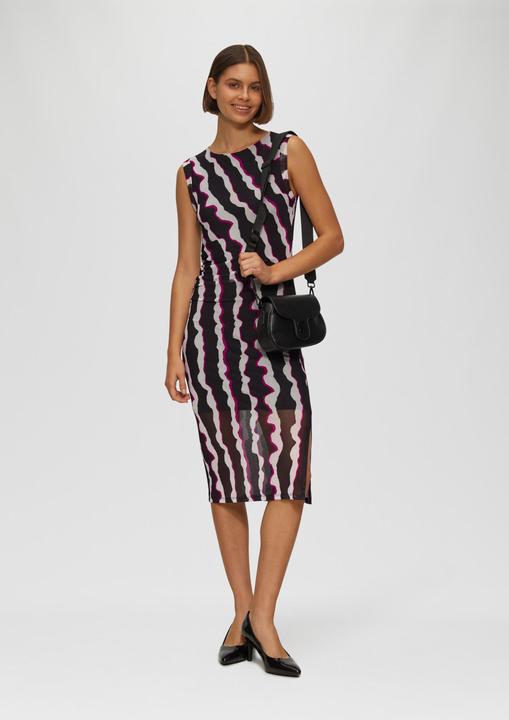 Actual product image S.Oliver Kleid Gemustertes Mesh-Kleid mit seitlicher Raffung (34)